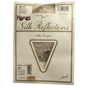 Hanes Silk Reflections Pantyhose C-D Floral Vintage Mesh Pearl Made In USA - M